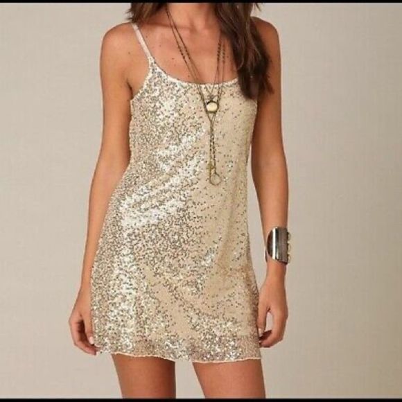 Free People Intimately gold sequin slip dress size L - Picture 2 of 11